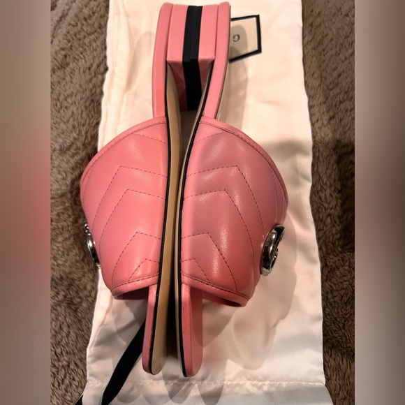 Brand New Gucci Double GG Marmont Sandal Slide in Dusty Pink Color EU 38 US 7.5 - Picture 5 of 10